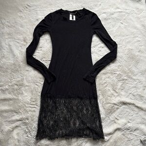 BCBGMAXAZRIA Livi Long Sleeve Dress With Lace Trim Size XS